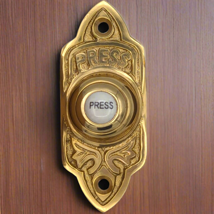 ##Antique Hardware## 3 Inch Solid Brass Decorative Porcelain "Press" Doorbell Button (Several Finishes Available)