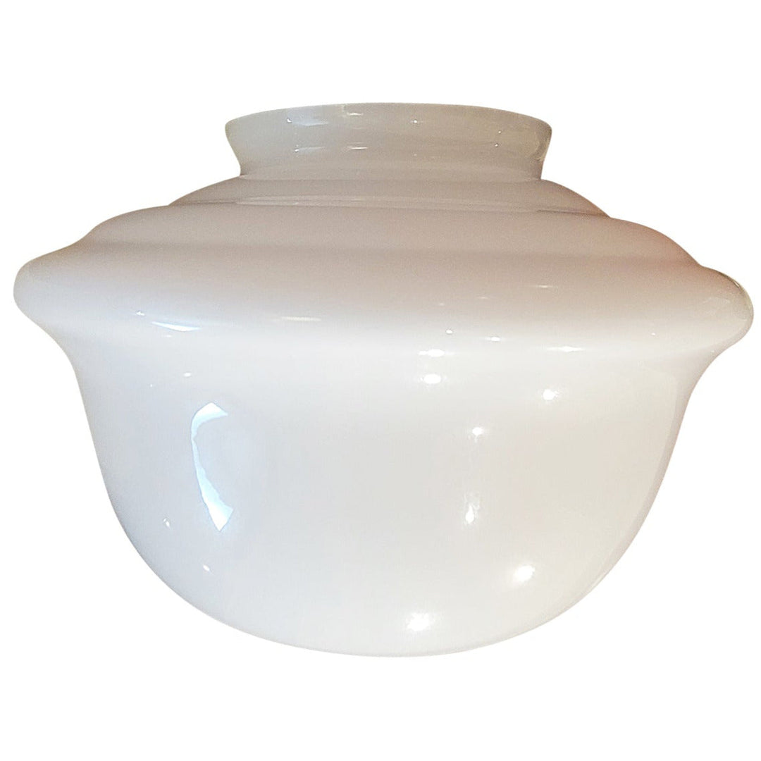 ##Antique Hardware## 12 Inch Traditional Schoolhouse Milk Glass Light Shade (6 Inch Fitter)