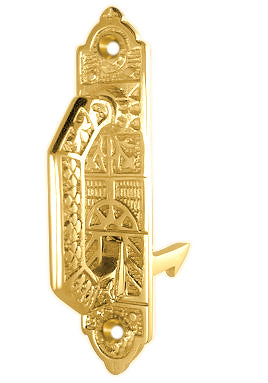 3 7/8 Solid Brass East Lake Pattern Cabinet Latch (Several Finishes Available)