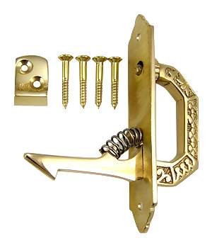 ##Antique Hardware## 3 7/8 Solid Brass East Lake Pattern Cabinet Latch