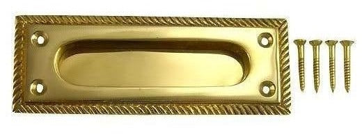 ##Antique Hardware## Rectangular Georgian Roped Solid Brass Window Sash Pull (Several Finishes Available)