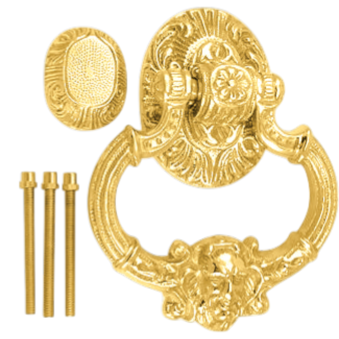 7 Inch (3 3/8 Inch c-c) Neptune Door Knocker in Solid Brass (Several Finishes Available)