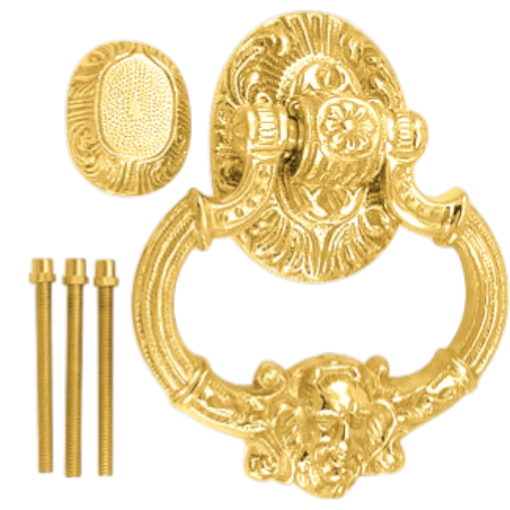 7 Inch (3 3/8 Inch c-c) Neptune Door Knocker in Solid Brass (Several Finishes Available)