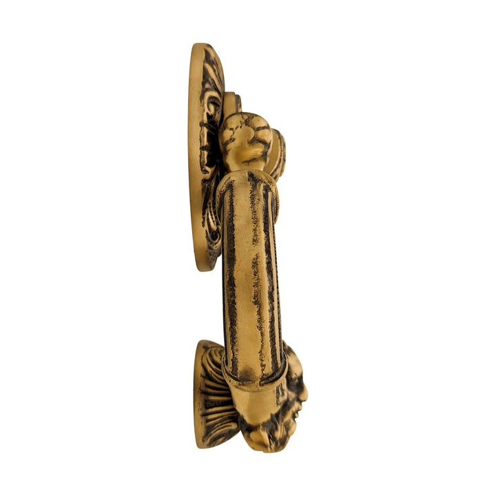 7 Inch (3 3/8 Inch c-c) Neptune Door Knocker in Solid Brass (Antique Brass Finish) COPPER MOUNTAIN HARDWARE