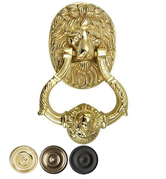 ##Antique Hardware## Ornate 7 1/2 inch Brass Lion Door Knocker (Several Finishes Available)