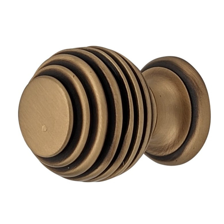 ##Antique Hardware## 1 3/8 Inch Solid Brass Concentric Art Deco Round Cabinet and Furniture Knob