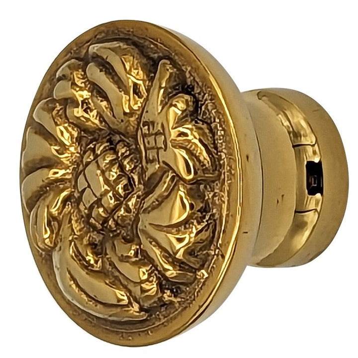 ##Antique Hardware## 1 1/4 Inch Solid Brass Rococo Patterned Round Cabinet & Furniture Knob