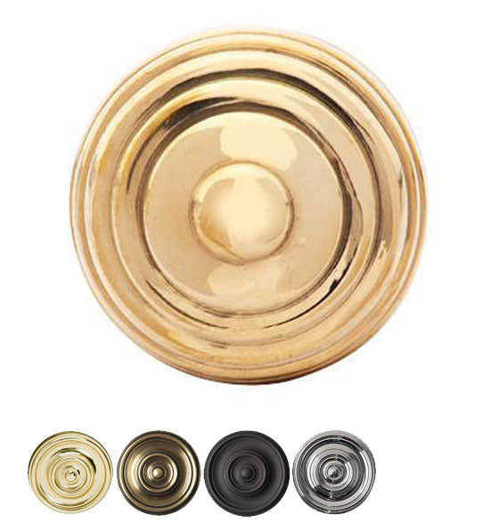 ##Antique Hardware## 1 1/2 Inch Solid Brass Circular Grooved Cabinet & Furniture Knob