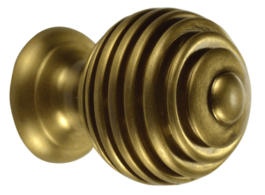 ##Antique Hardware## 1 1/2 Inch Solid Brass Circular Grooved Cabinet & Furniture Knob