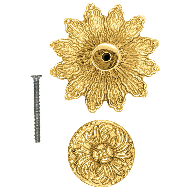 2 5/8 Inch Rococo Cabinet & Furniture Knob with Backplate (Several Finishes Available)