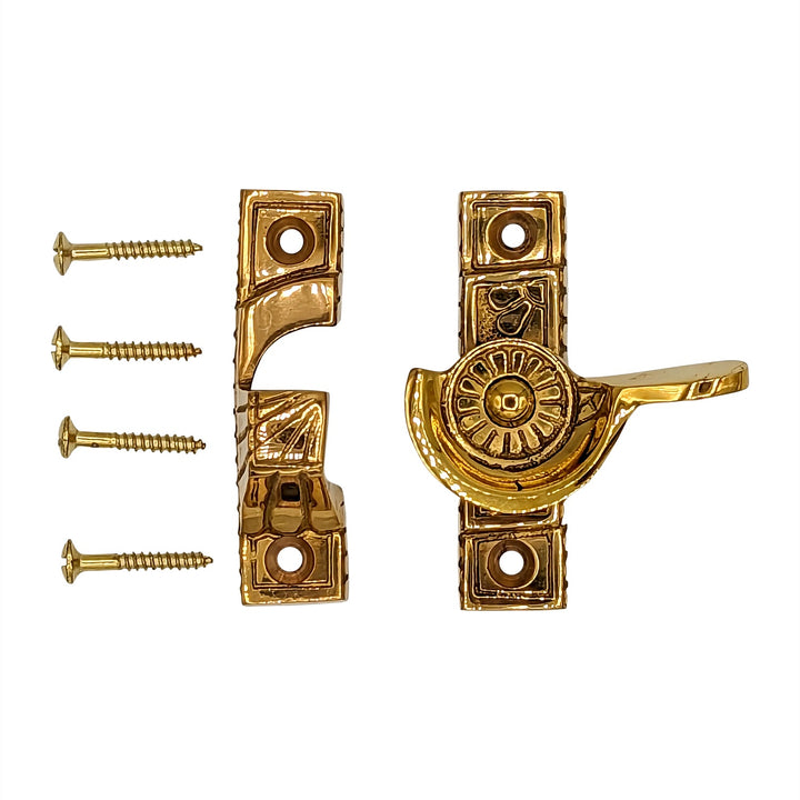 ##Antique Hardware## Solid Brass Art Deco Style Window Sash Lock