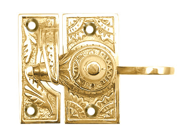 Eastlake Pattern Solid Brass Window Lock (Several Finishes Available)