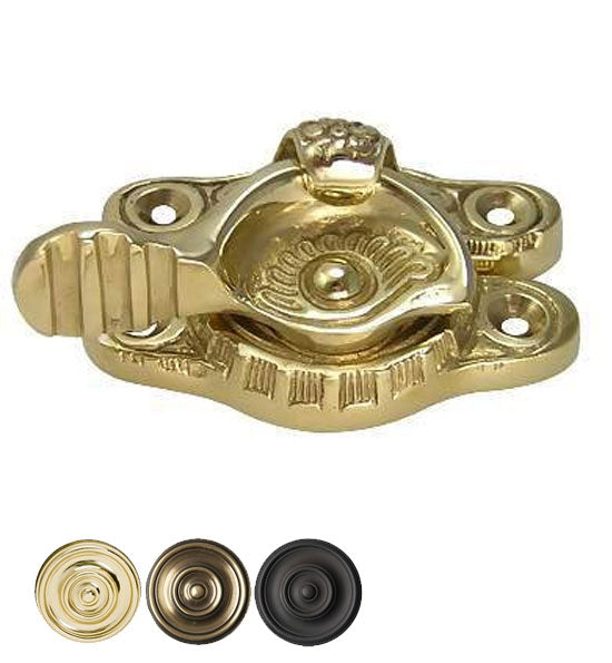 ##Antique Hardware## Floral Victorian Solid Brass Sash Window Lock (Several Finishes Available)