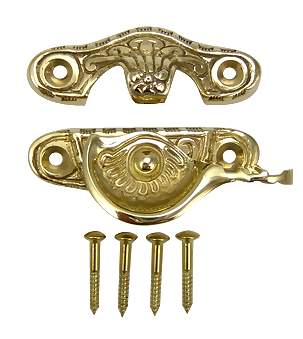 ##Antique Hardware## Floral Victorian Solid Brass Sash Window Lock (Several Finishes Available)