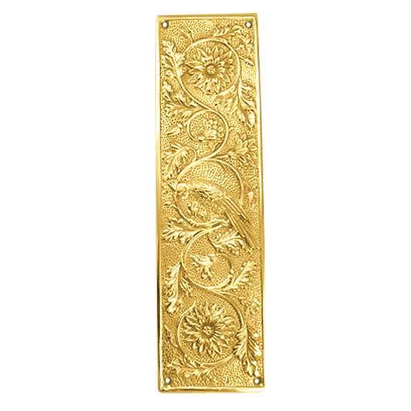 11 1/4 Inch Cockateel Bird and Flower Push Plate (Several Finishes Available)