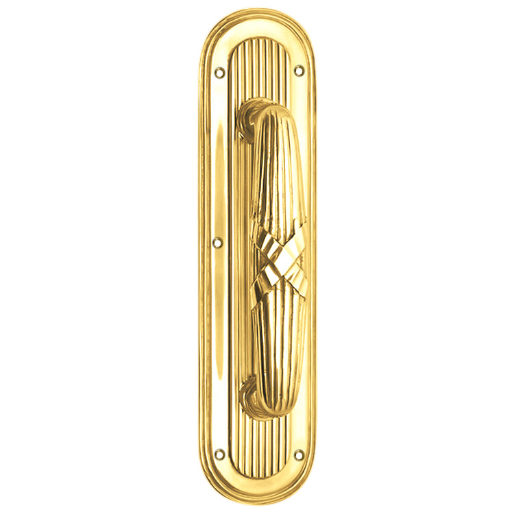 10 1/2 Inch Art Deco Style Door Pull and Plate (Several Finishes Available)