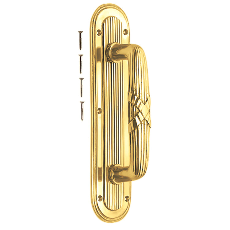 10 1/2 Inch Art Deco Style Door Pull and Plate (Several Finishes Available)