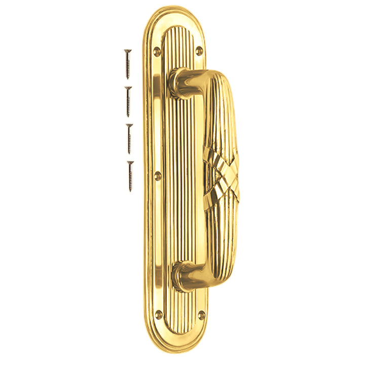 10 1/2 Inch Art Deco Style Door Pull and Plate (Several Finishes Available)