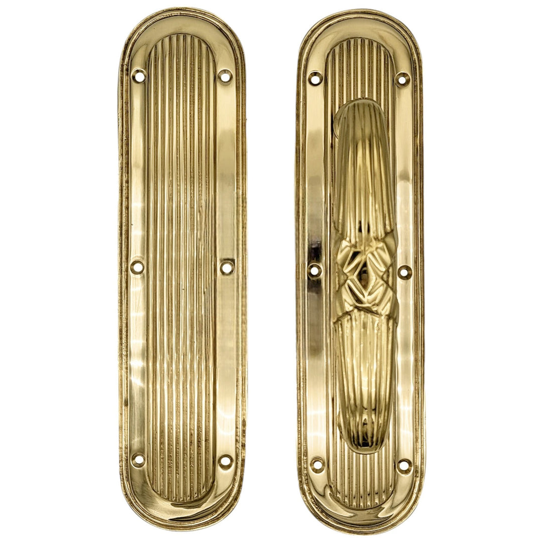 ##Antique Hardware## 10 1/2 Inch Art Deco Style Door Pull and Push Plate (Several Finishes Available)