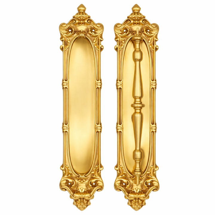 14 1/2 Inch Solid Brass Victorian Push and Pull Plate Set (Several Finishes Available)