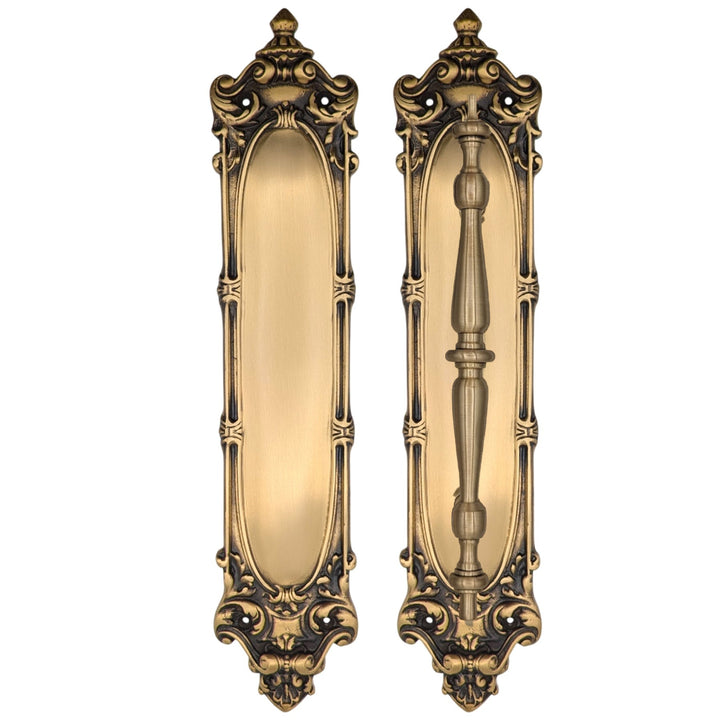 14 1/2 Inch Solid Brass Victorian Push and Pull Plate Set (Several Finishes Available)