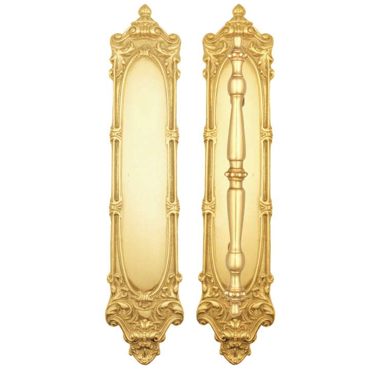 14 1/2 Inch Solid Brass Victorian Push and Pull Plate Set (Several Finishes Available)