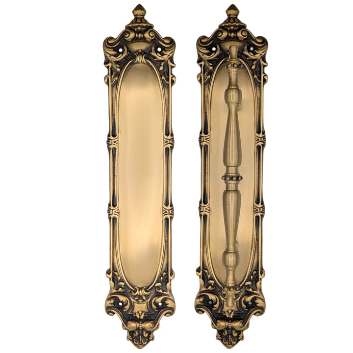 14 1/2 Inch Solid Brass Victorian Push and Pull Plate Set (Several Finishes Available)