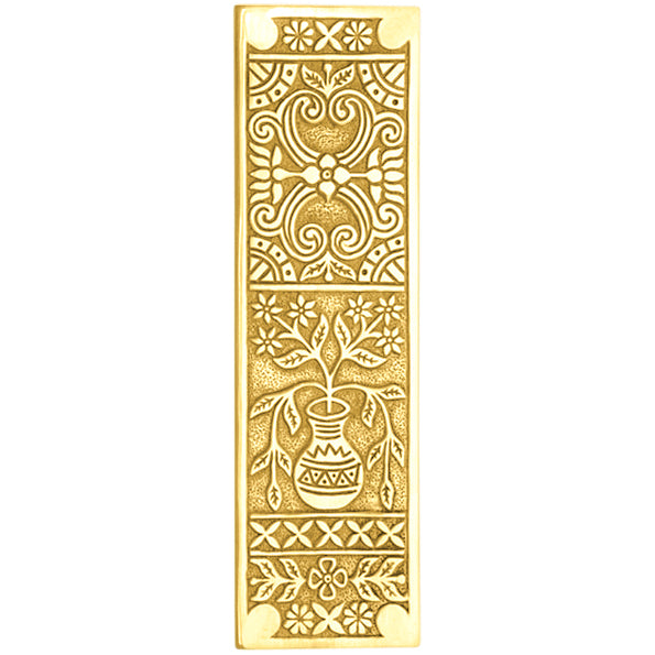 10 Inch Broken Leaf Pattern Solid Brass Push Plate