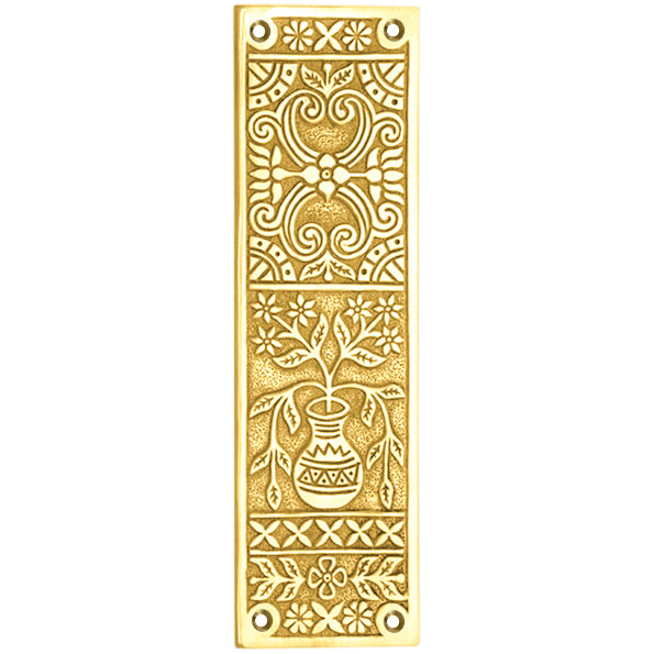 10 Inch Broken Leaf Pattern Solid Brass Push Plate (Several Finishes Available)