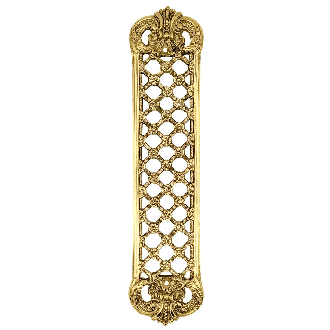 ##Antique Hardware## 12 Inch Solid Brass Finger Push Plate: Trellis Lattice Work