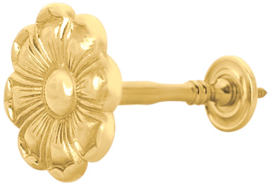 2 7/8 Inch Wide Solid Brass Curtain Tie Back - Large Flower Button (Several Finishes Available)