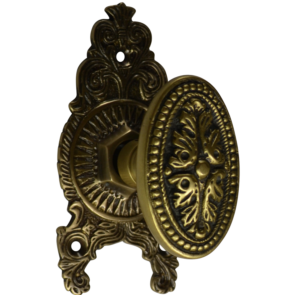 ##Antique Hardware## Ornate Victorian Rosette Door Set with Avalon Oval Door Knobs (Several Finishes Available)