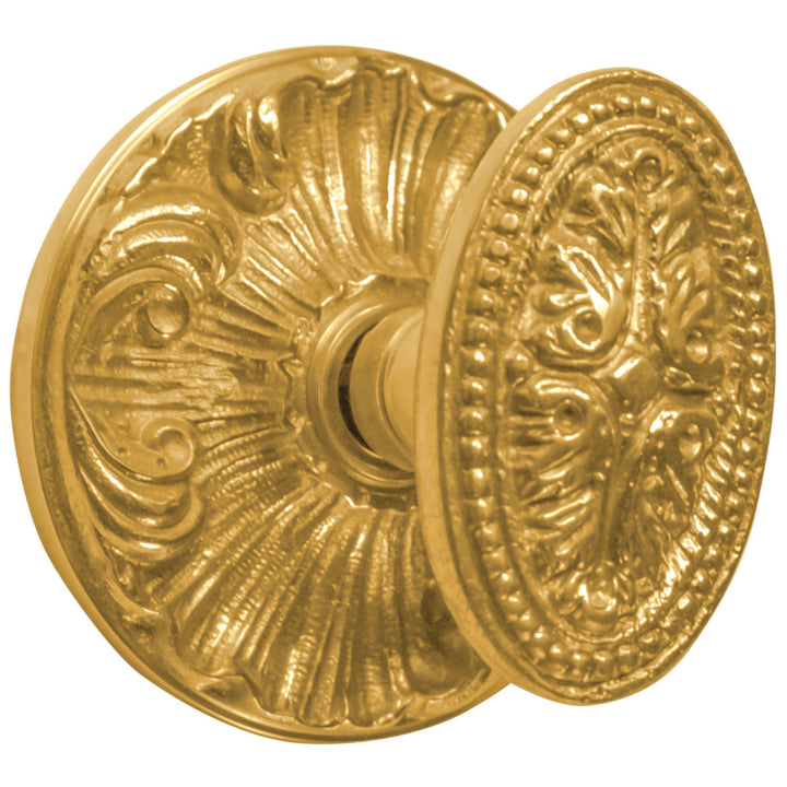 Romanesque Rosette Door Set with Avalon Oval Door Knobs (Several Finishes Available)