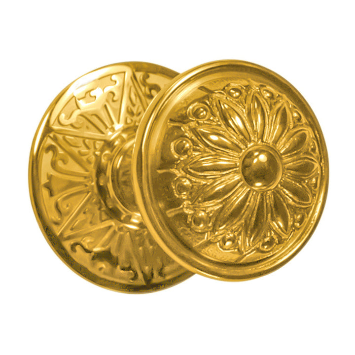 Eastlake Rosette Door Set with Floral Imprint Door Knobs (Several Finishes Available)
