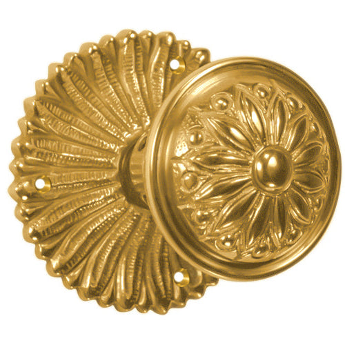 French Provincial Rosette Door Set with Floral Imprint Door Knobs (Several Finishes Available)