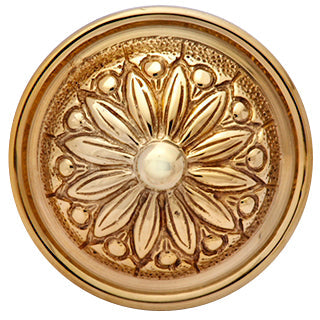 ##Antique Hardware## Solid Brass Round Sunflower Imprint Spare Door Knob Set