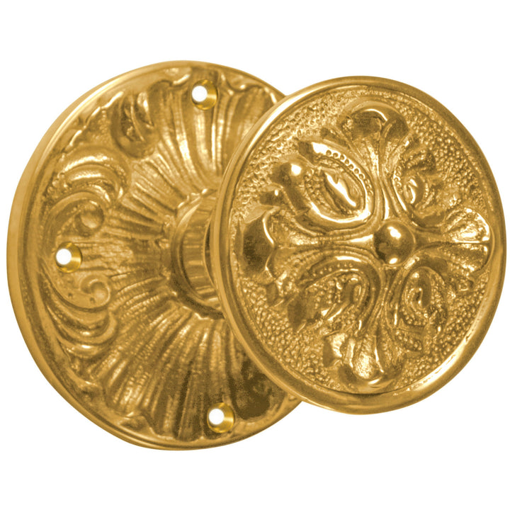 Romanesque Rosette Door Set with Romanesque Door Knobs (Several Finishes Available)