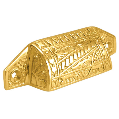 4 1/8 Inch Overall (3 1/2 Inch c-c) Solid Brass Eastlake Bin or Cup Pull