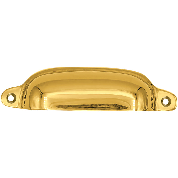 4 1/8 Inch Overall (3 1/2 Inch C-C) Solid Brass Traditional Slim Rounded Bin Pull (Several Finishes Available)