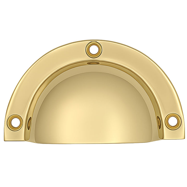 3 1/2 Inch (3 Inch c-c) Solid Brass Traditional Cup Pull