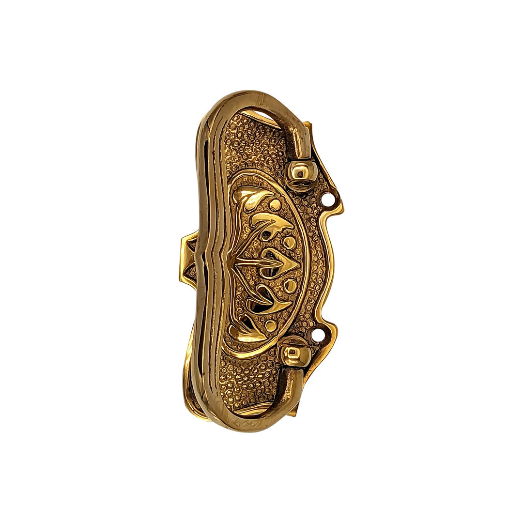 ##Antique Hardware## 3 3/4 Inch Tree of Life Leaf Pattern Solid Brass Drawer Pull