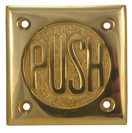 ##Antique Hardware## 2 3/4 Inch Brass Classic American "PUSH" Plate