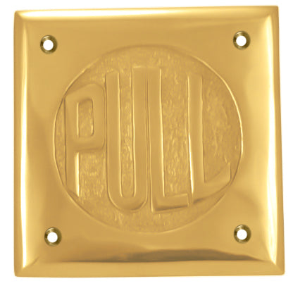 2 3/4 Inch Brass Classic American "PULL" Plate (Several Finishes Available)