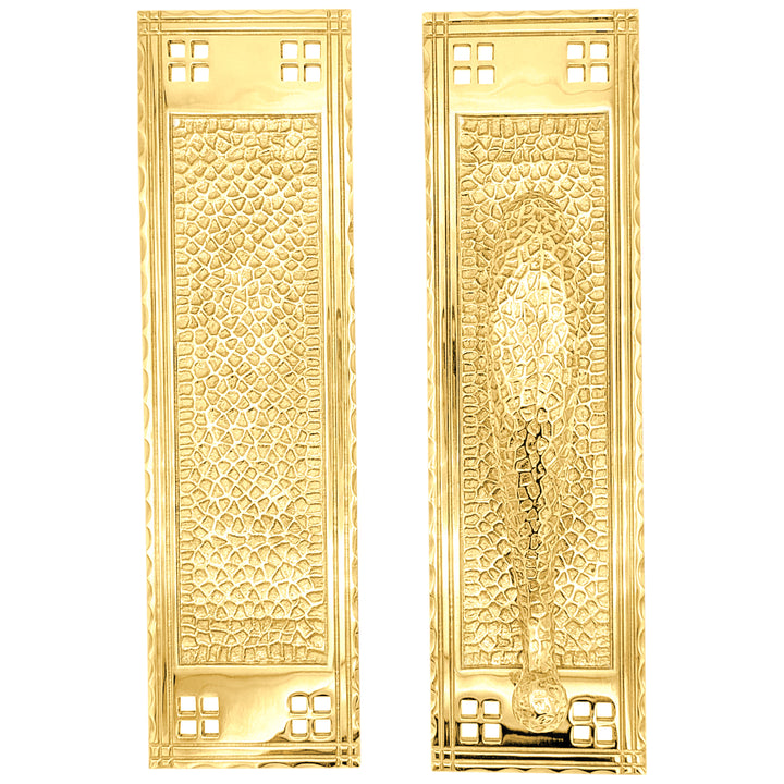 12 Inch Arts & Crafts Style Door Pull & Push Plate Set