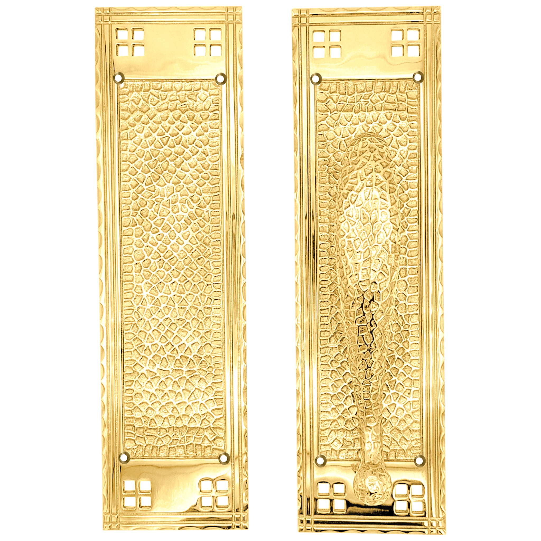 12 Inch Arts & Crafts Style Door Pull & Push Plate Set (Several