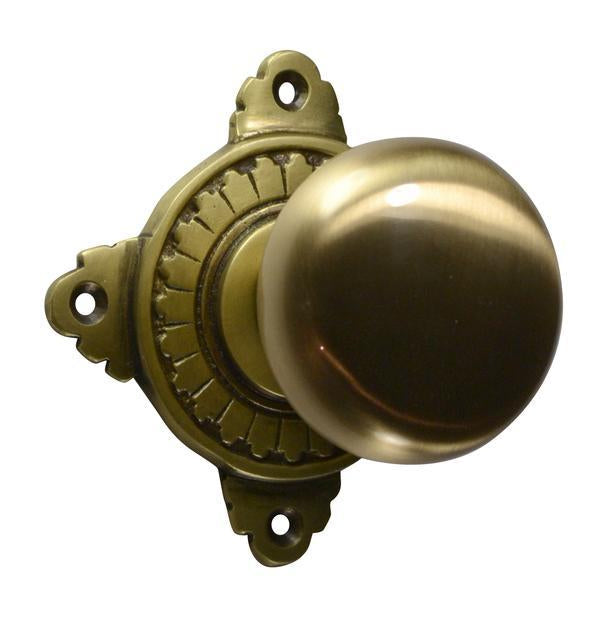 ##Antique Hardware## Art Deco Rosette Door Set with Round Brass Door Knobs (Several Finishes Available)