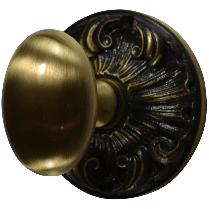 ##Antique Hardware## Romanesque Rosette Door Set with Egg Door Knobs (Several Finishes Available)