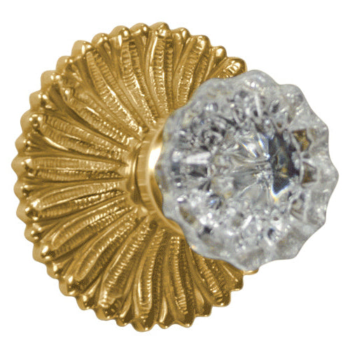 French Provincial Rosette Door Set with Crystal Fluted Door Knobs (Several Finishes Available)