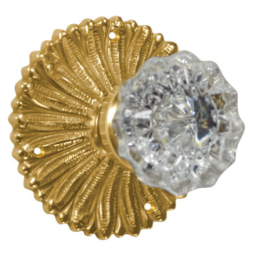 French Provincial Rosette Door Set with Crystal Fluted Door Knobs (Several Finishes Available)