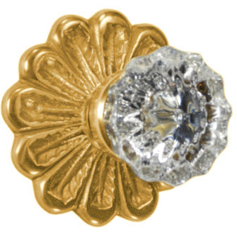 Maltesia Flower Rosette Door Set with Fluted Crystal Door Knobs (Several Finishes Available)